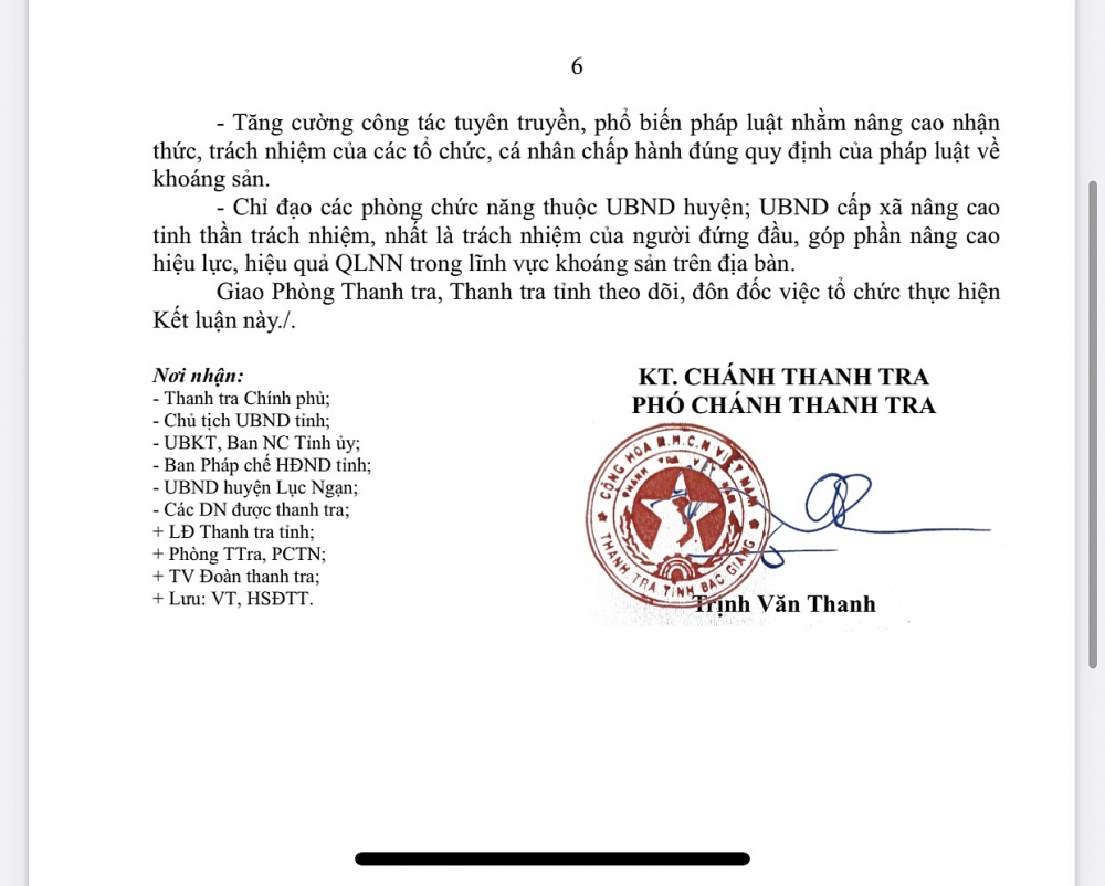 Thanh tra tỉnh Bắc Giang điểm mặt loạt doanh nghiệp khai thác khoáng sản dính sai phạm trên địa bàn huyện Lục Ngạn