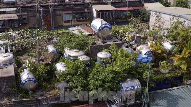 Lóa mắt với hàng trăm 'quả bom nước' bằng inox trên nóc các khu tập thể cũ ở Hà Nội giữa trưa hè