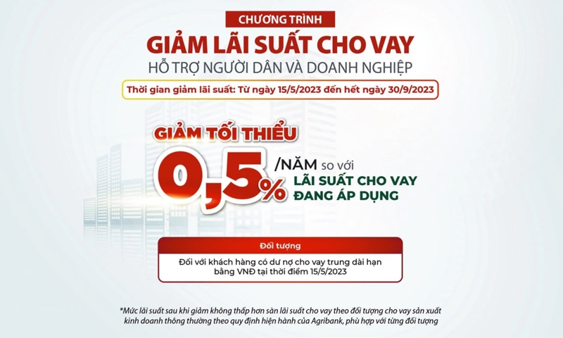 Agribank giảm 0,5% lãi suất cho vay, hỗ trợ khách hàng vượt khó