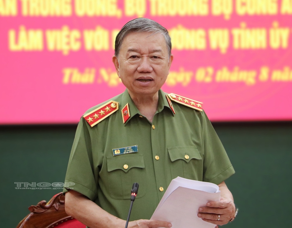 Đại tướng Tô Lâm: Đảm bảo an ninh trật tự là tiền đề quan trọng cho sự phát triển toàn diện của tỉnh Thái Nguyên