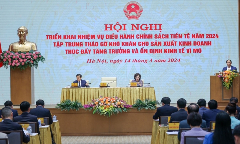 Thủ tướng Chính phủ chủ trì Hội nghị về chính sách tiền tệ, tháo gỡ khó khăn cho sản xuất, thúc đẩy tăng trưởng và ổn định kinh tế