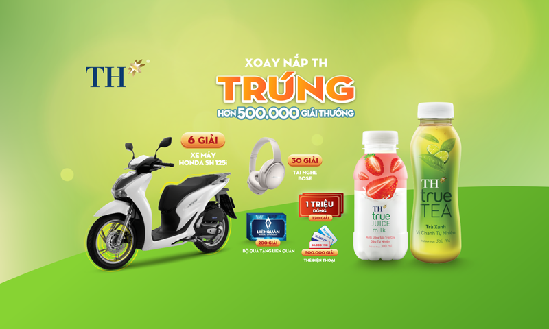 Cơ hội trúng xe máy Honda SH và hơn 500.000 giải thưởng khi mua đồ uống TH