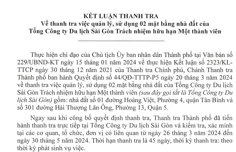 Thành phố Hồ Chí Minh: Saigontourist cho thuê 2 mặt bằng trên đất “vàng” chưa đúng quy định