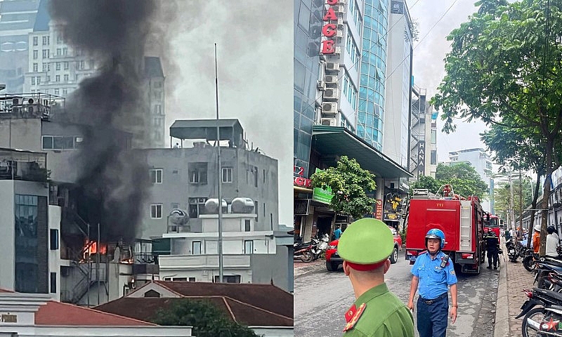 Hà Nội: Bất ngờ cháy nhà trọ 5 tầng tại Mỹ Đình