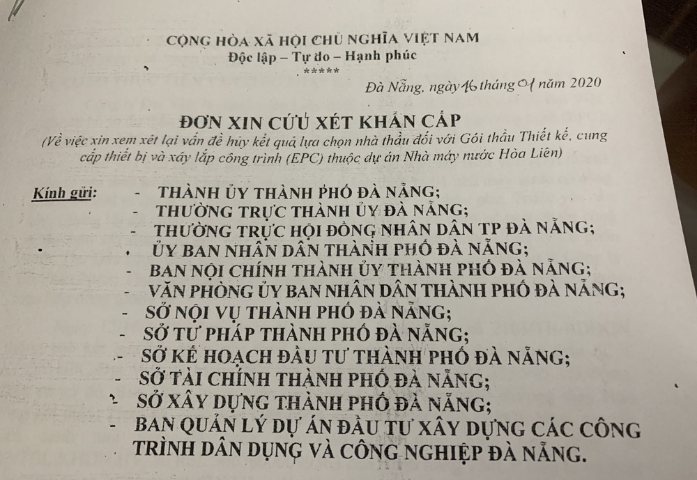 da nang ai chiu trach nhiem ve thiet hai trong vu huy ket qua thau du an nha may nuoc hoa lien