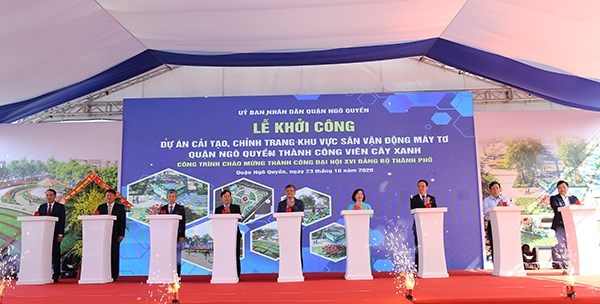 ngo quyen hai phong khoi cong du an cai tao chinh trang khu vuc san van dong may to thanh cong vien cay xanh