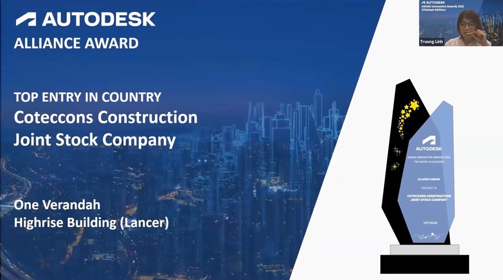 Coteccons nhận giải thưởng hợp tác bền vững Autodesk ASEAN Innovation Awards 2021