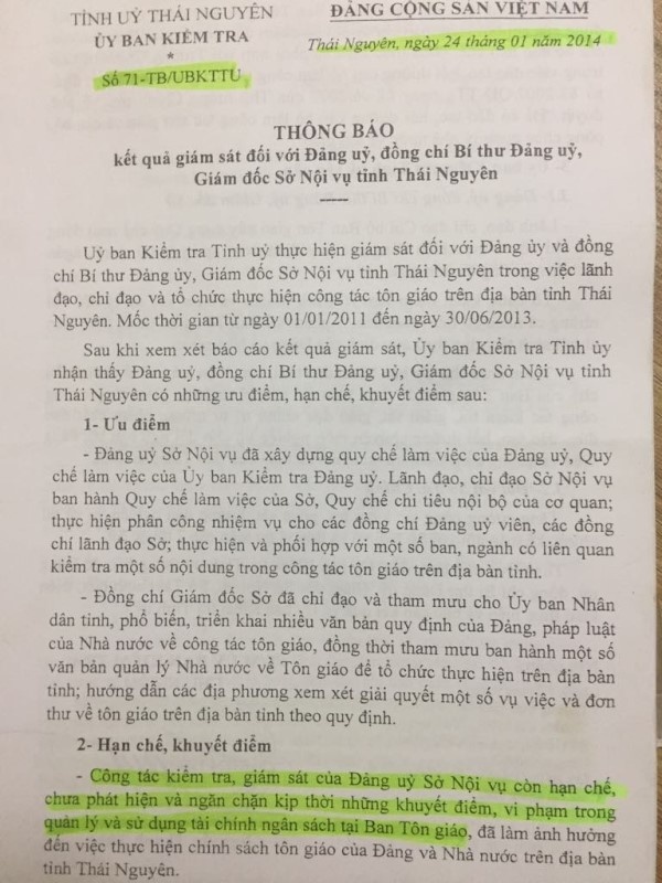 Thái Nguyên: Vì sao nguyên Phó Giám đốc Sở Nội vụ bị kỷ luật?