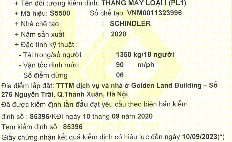 chu dau tu du an golden land thong tin ve su co khu vuc thang may