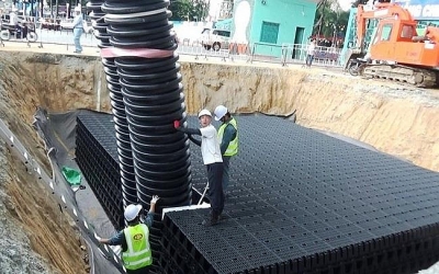 Bể ngầm thu gom nước mưa chống ngập bằng polimer