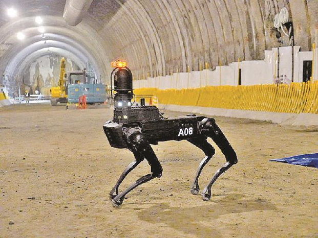 Quadruped walking robot for surveying and safety control at construction site