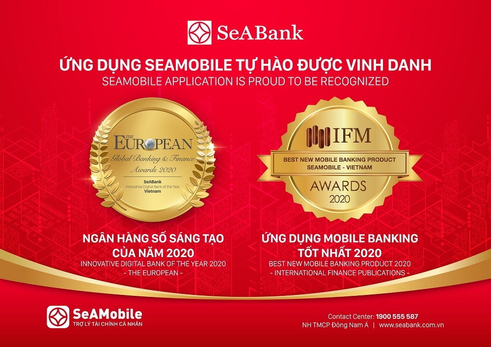 Ngân hàng số SeAMobile được ghi nhận nhiều giải thưởng uy tín