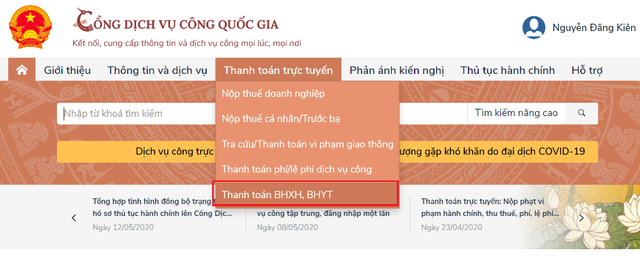 Gia hạn thẻ bảo hiểm y tế hộ gia đình và đóng bảo hiểm xã hội tự nguyện trên Cổng Dịch vụ công Quốc gia