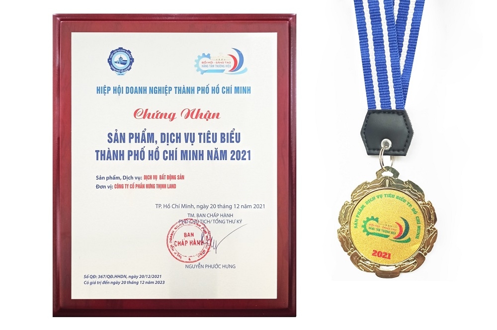 Hưng Thịnh Land được vinh danh “Sản phẩm, dịch vụ tiêu biểu Thành phố Hồ Chí Minh năm 2021” trong 2 năm liên tiếp