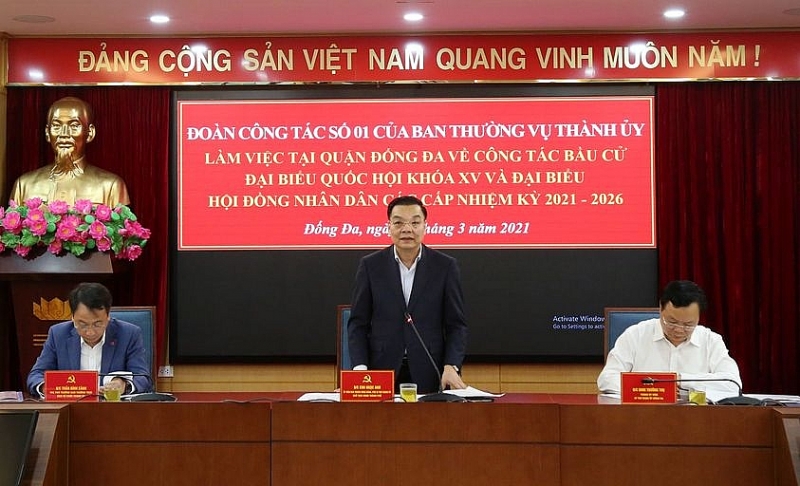 chu tich ubnd thanh pho ha noi kiem tra cong tac phuc vu bau cu tai quan dong da