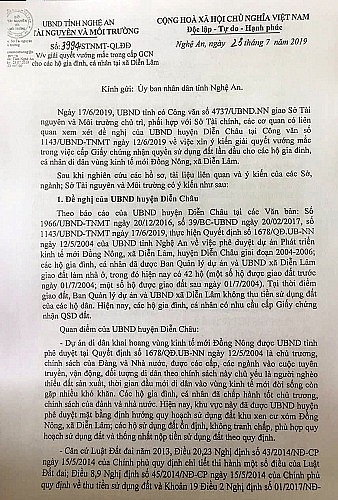 dien chau nghe an gan 15 nam di dan len vung kinh te moi van khong co quyen su dung dat hop phap